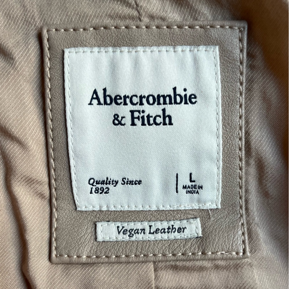 Abercrombie Vegan Leather Tan Jacket Cropped Asymmetrical - Picture 4 of 4